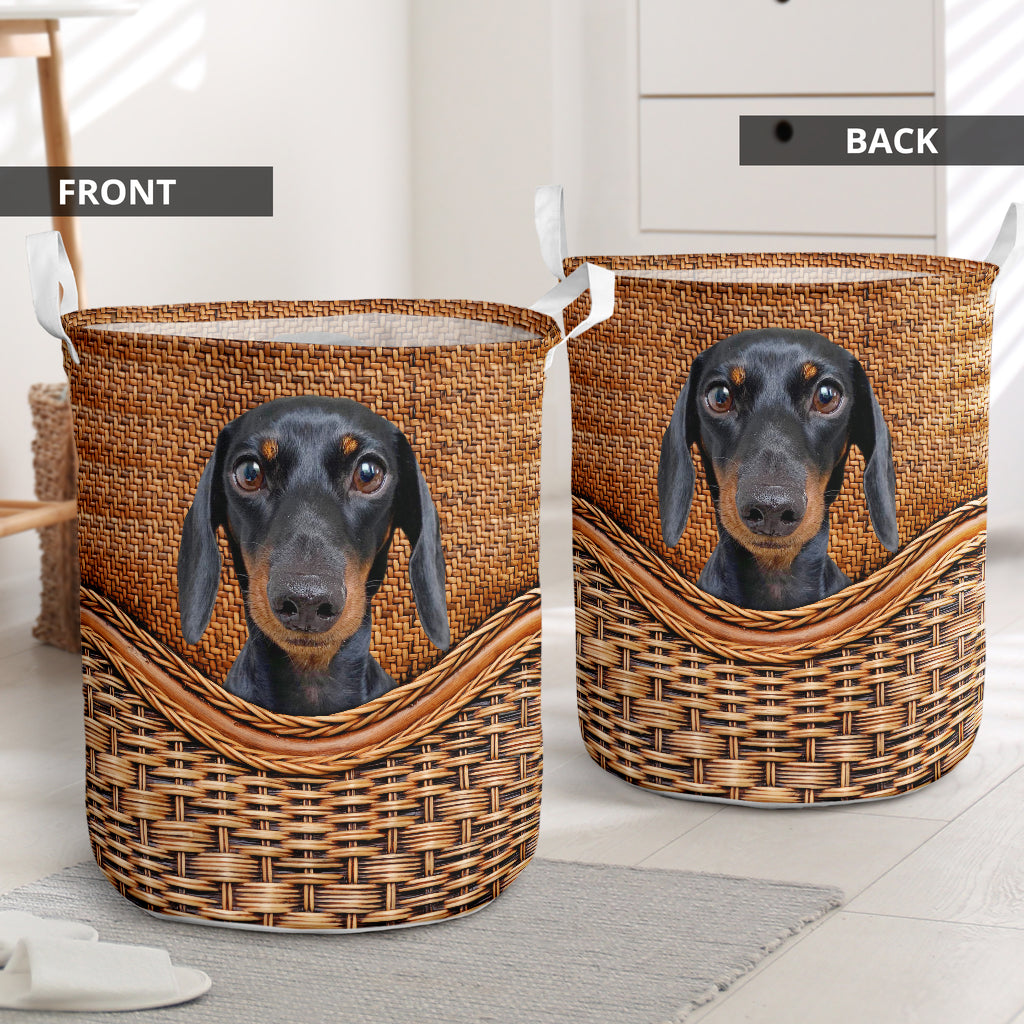Dachshund rattan handmade basic style - Laundry basket-Owls Matrix