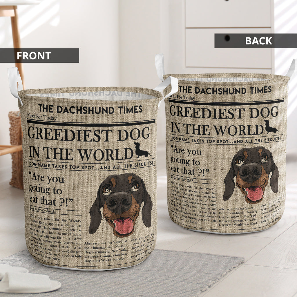 Dachshund Newspaper Linen - Laundry Basket - Owls Matrix LTD