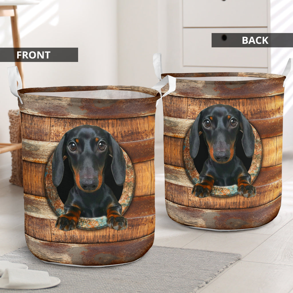 Dachshund Wood Vintage - Laundry Basket - Owls Matrix LTD