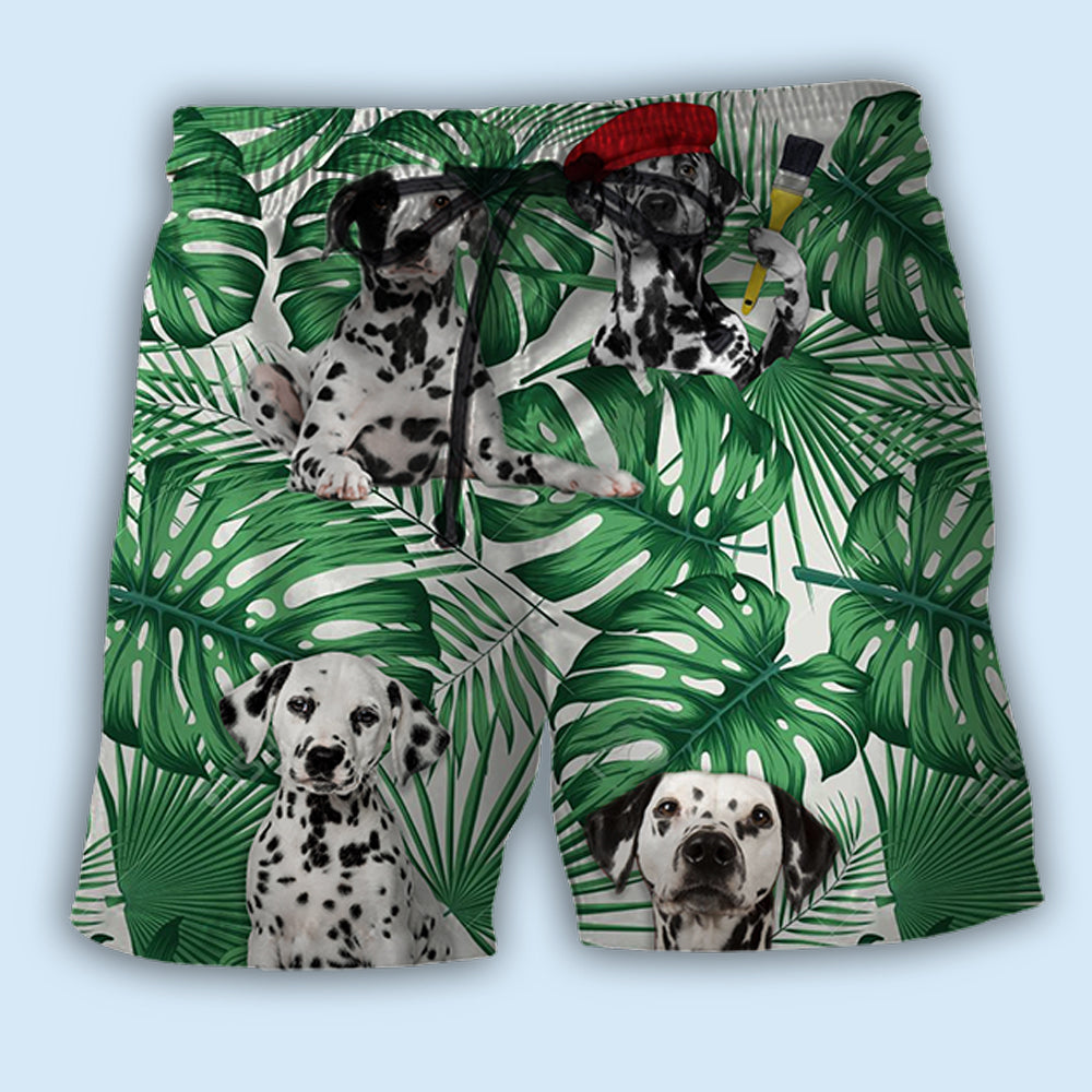 Dalmatian Tropical Leaf Dog - Beach Short