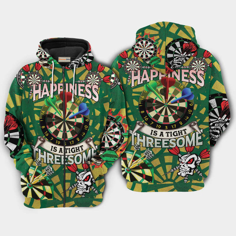 Darts Happiness Funny Quote Art – 3D Hoodie