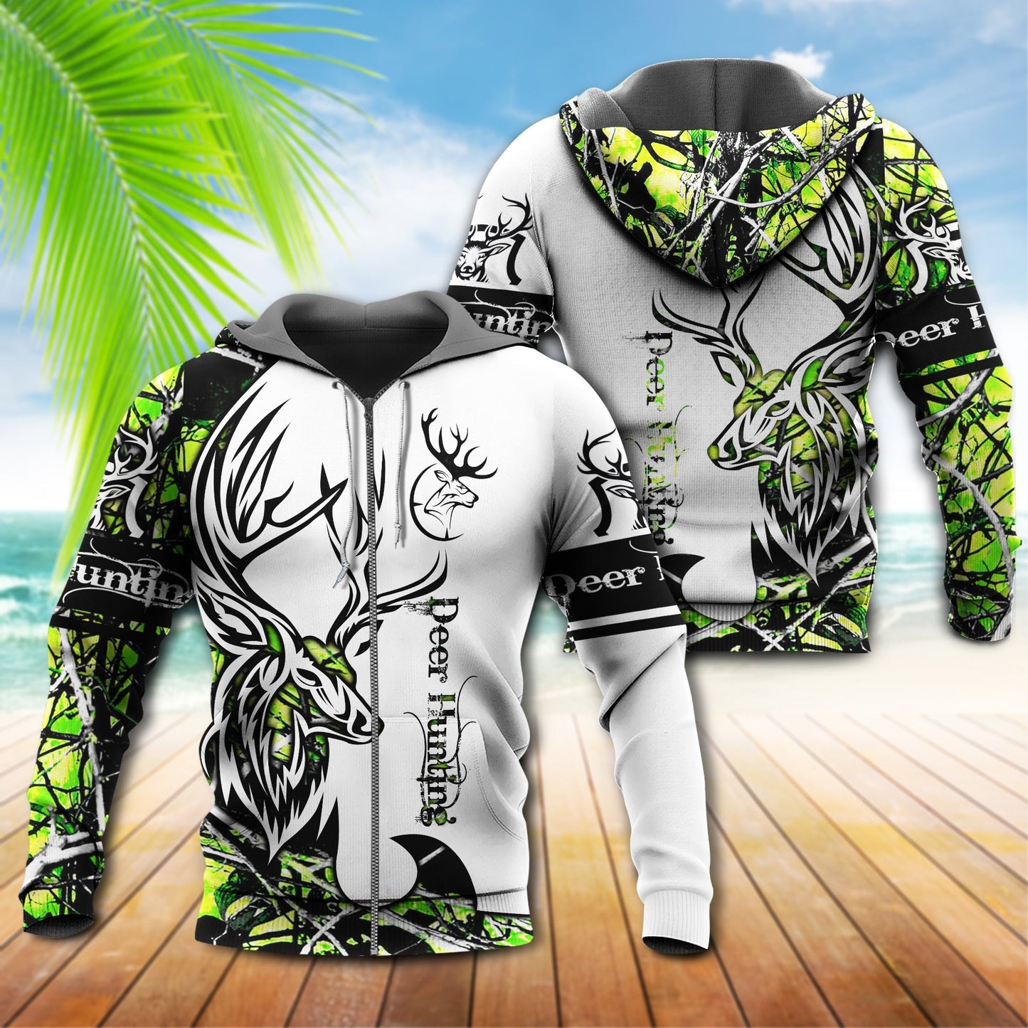 Deer Hunting Green Hunter Style – 3D Hoodie