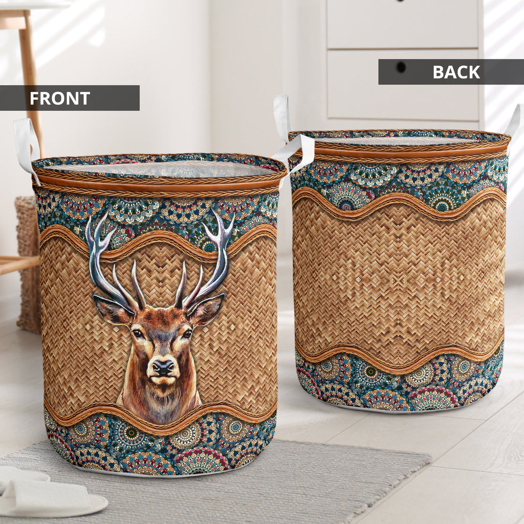 Deer Hunting Rattan Style - Laundry Basket - Owls Matrix LTD