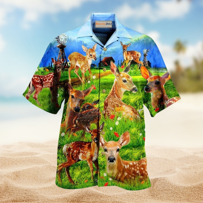 Deers On The Grass Field Limited Edition – Hawaiian Shirt