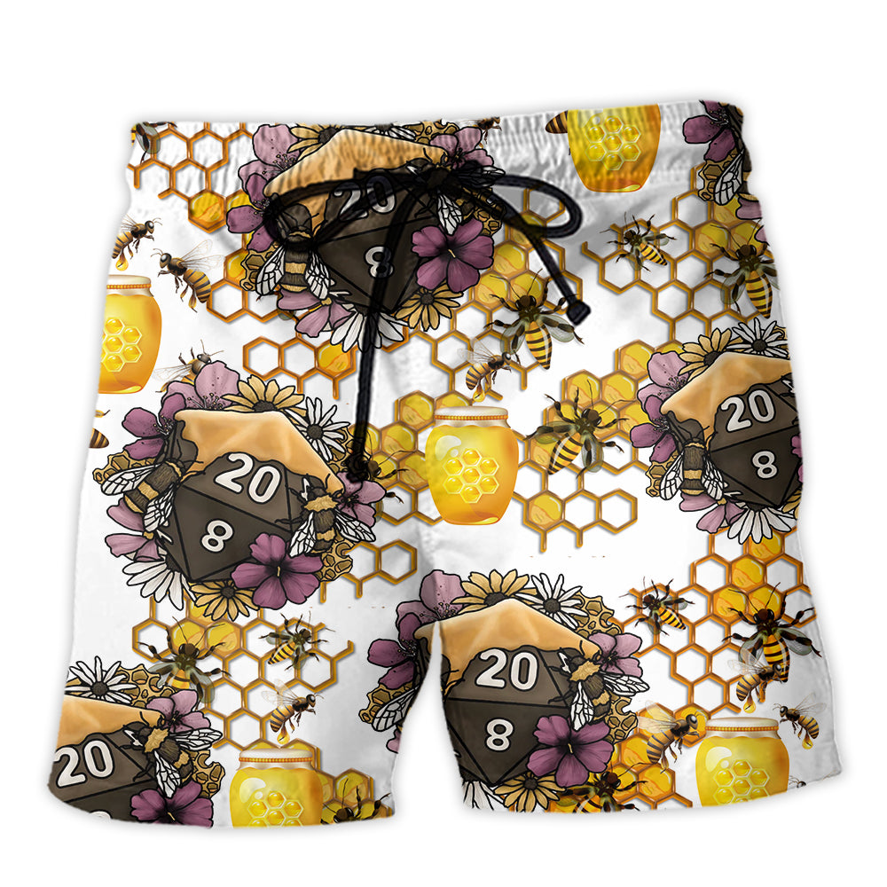 D20 Dice Honey Bee Vibe - Beach Short - Owl Ohh