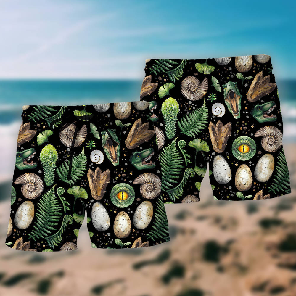 Beach Short / Adults / S Amazing dinosaur - Hawaiian shirt - HAWS01LIN040422 - Owls Matrix LTD