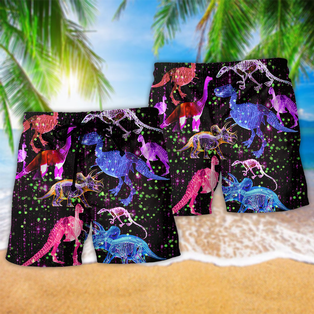 Dinosaur X Ray Sparkle Art - Beach Short