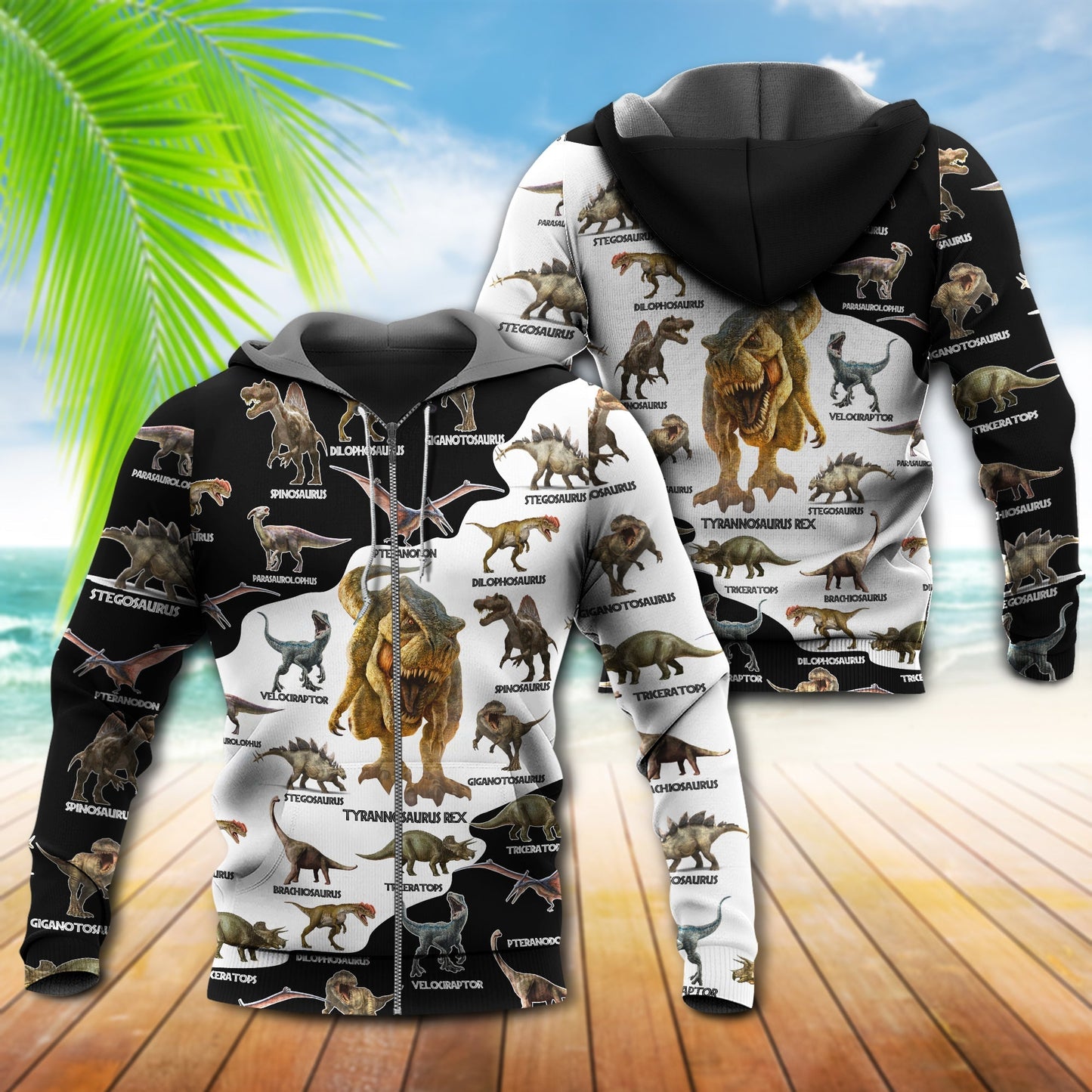 Dinosaur Love Happy World Style - 3D Hoodie3