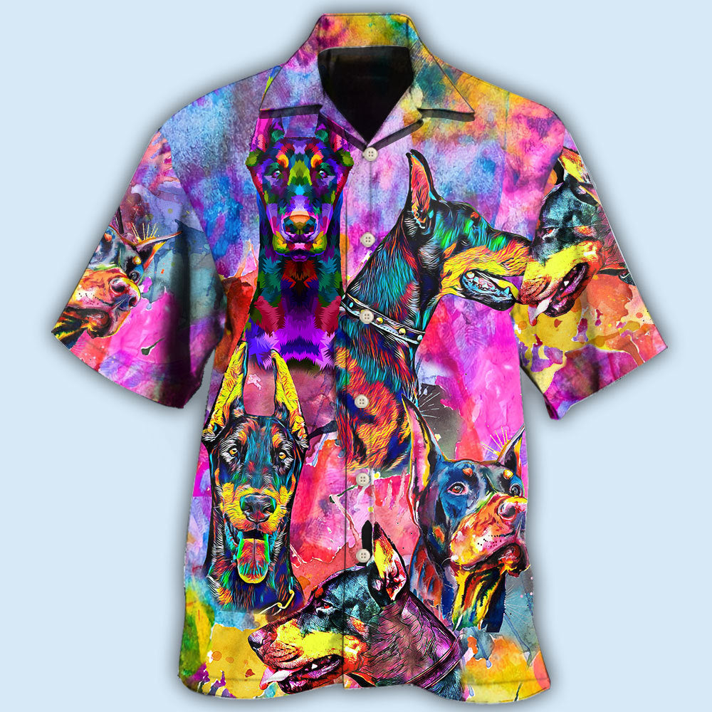 Doberman Colorful Painted Portrait – Hawaiian Shirt