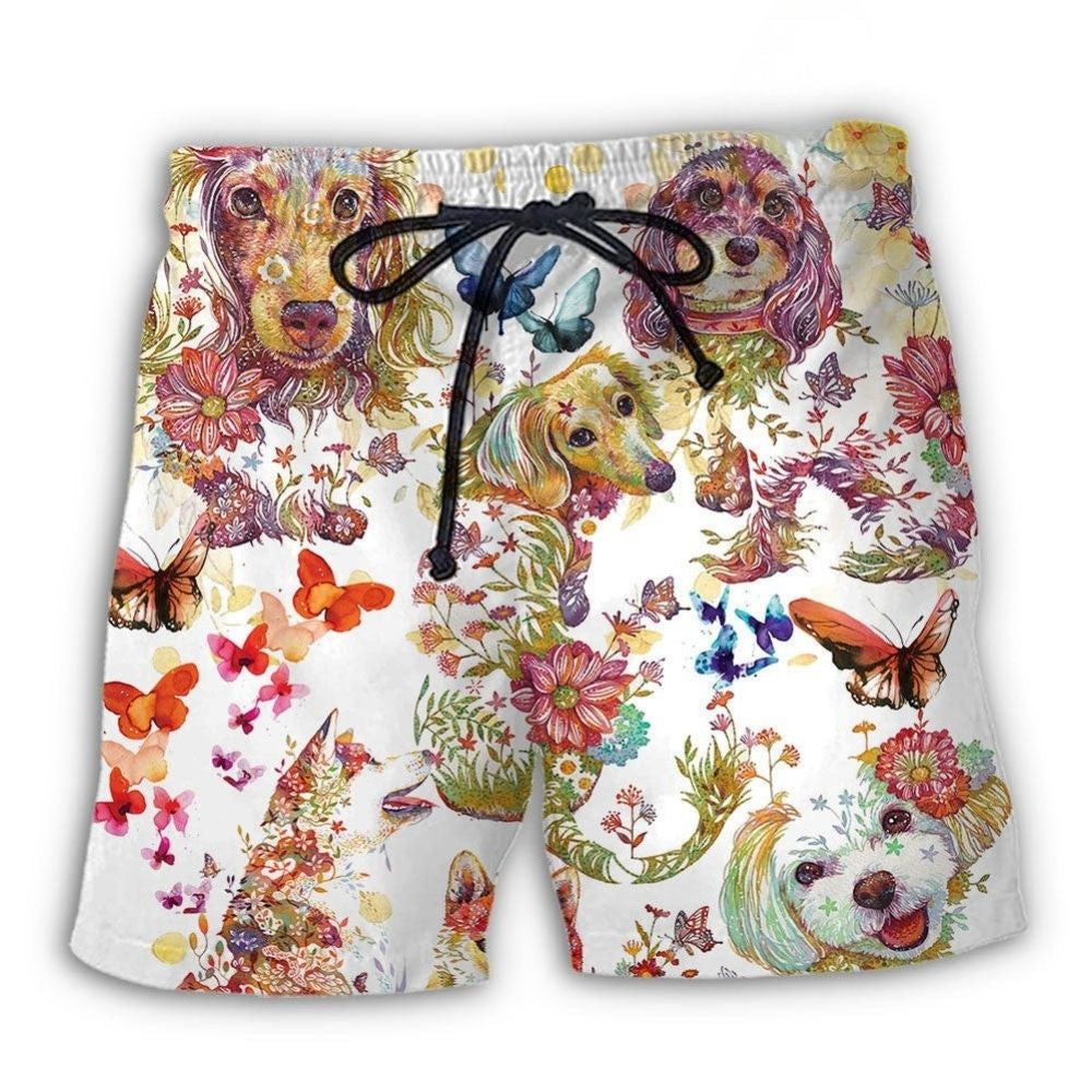 Dog And Butterfly Lover - Beach Short