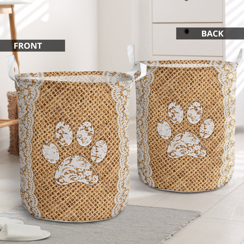 Dog Paw Lace Basic Style - Laundry Basket - Owls Matrix LTD