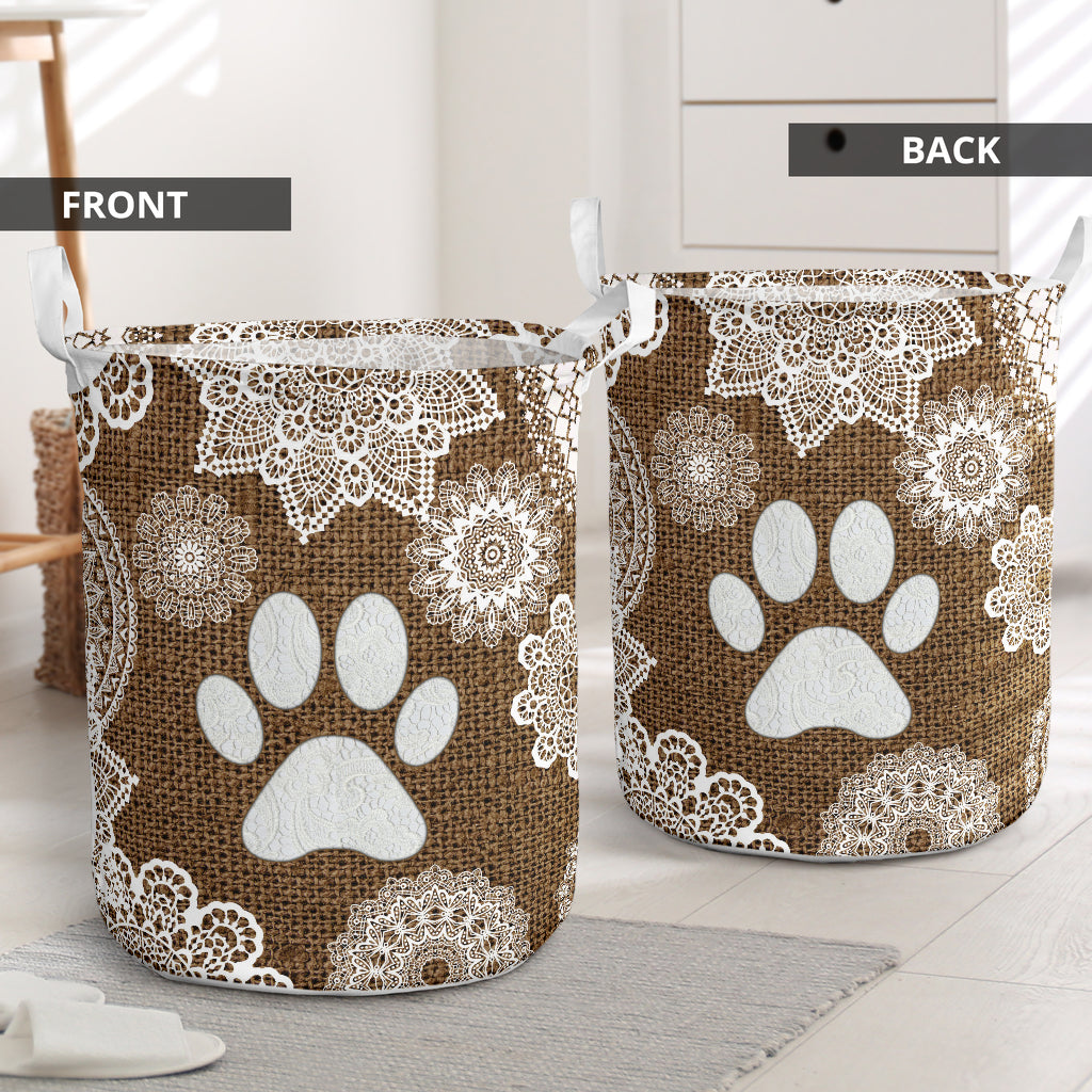 Dog Paw Lace Handmade - Laundry Basket - Owls Matrix LTD