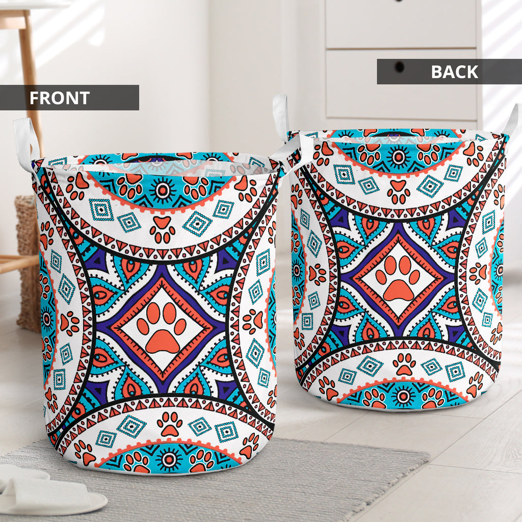 Dog Paw Pattern - Laundry Basket - Owls Matrix LTD