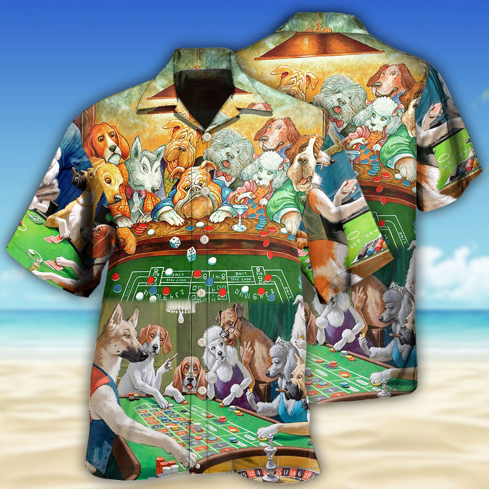 Dogs Playing Casino Fun - Hawaiian Shirt