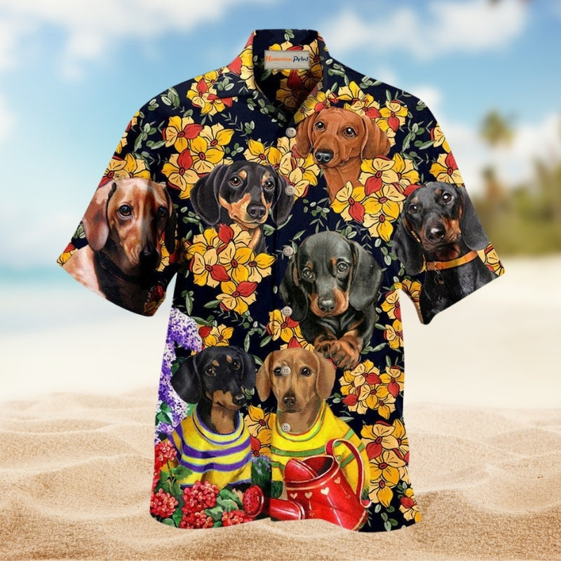 Dogs Dachshund And Flowers Limited Edition – Hawaiian Shirt