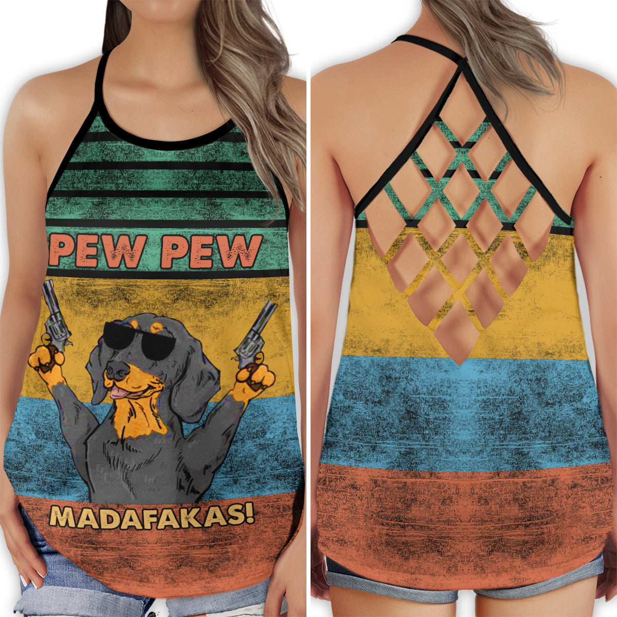 Dachshund Pew Pew Funny Edition – Hollow Tank Top