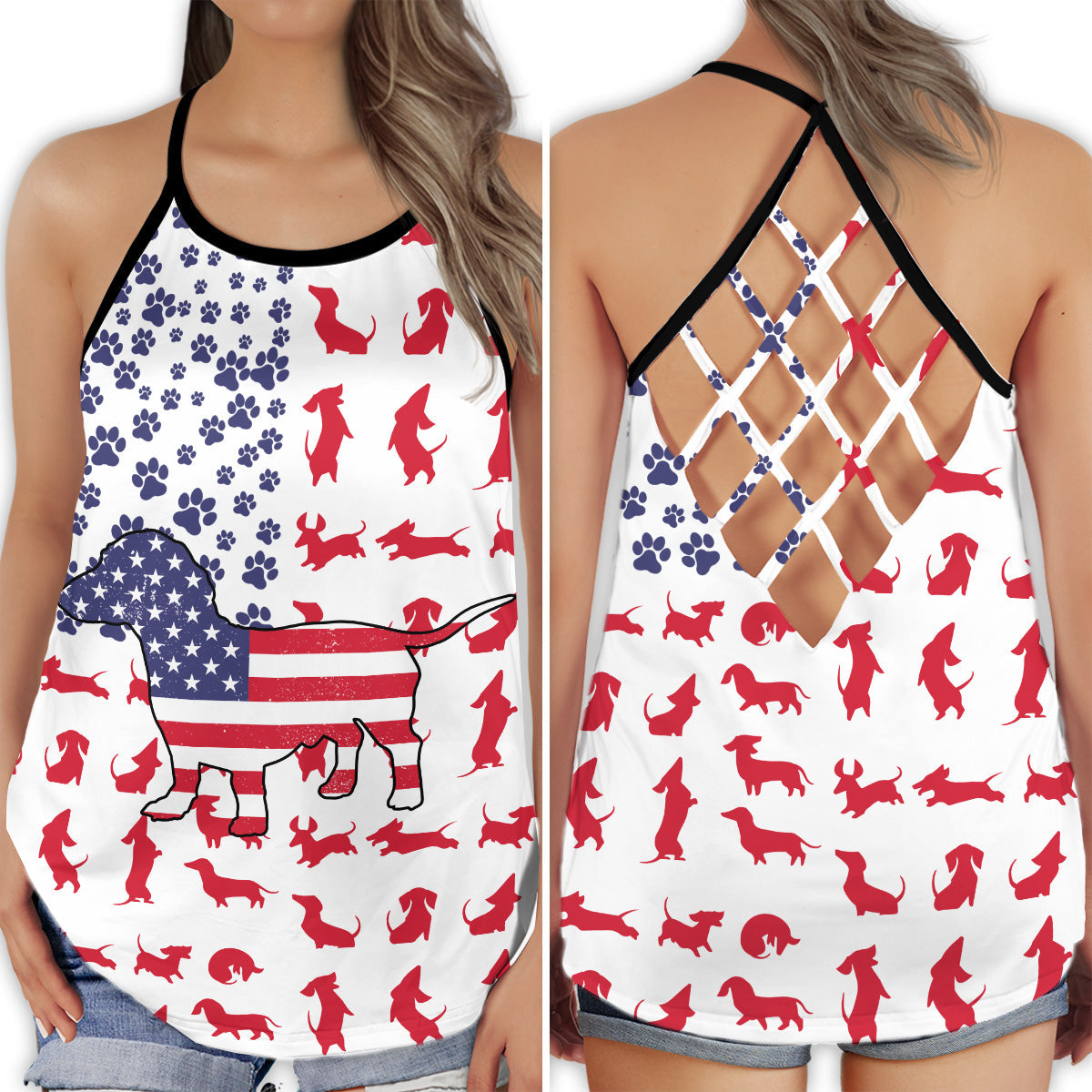 Dachshund Summer America Collection – Hollow Tank Top
