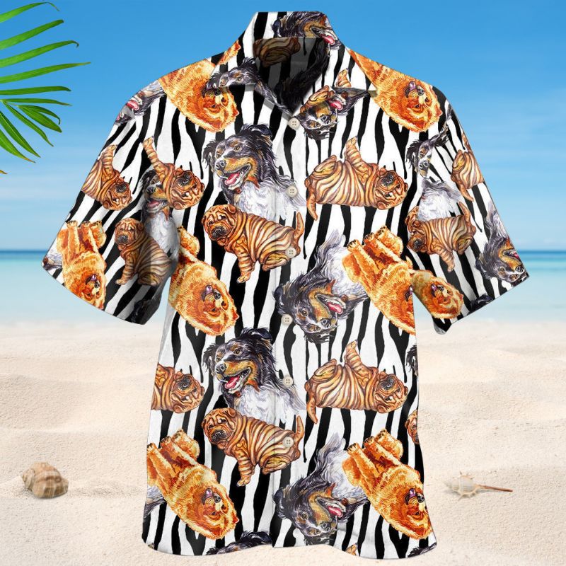 Dogs Black Striped Style – Hawaiian Shirt