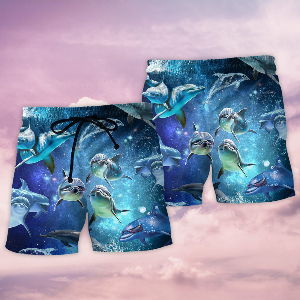 Dolphin Frozen Galaxy Art – Beach Short