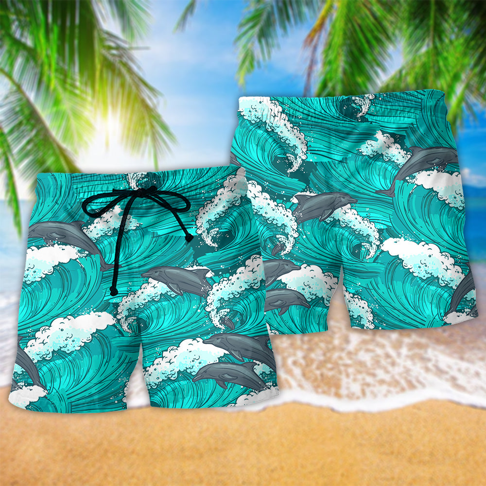Dolphin Ocean Love Summer Vibes – Beach Short