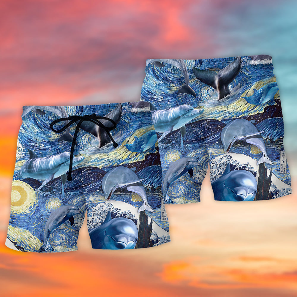 Dolphin Love His Friend - Beach Short - Owls Matrix LTD