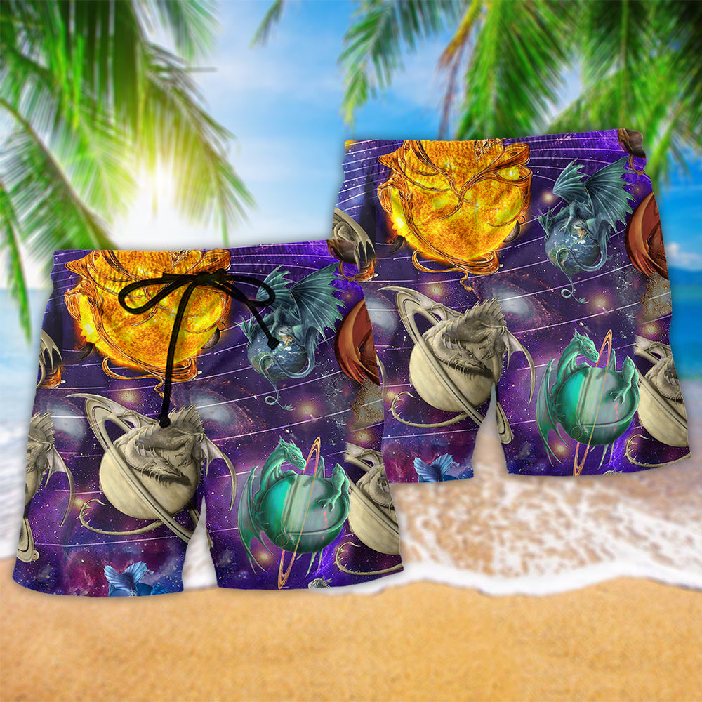 Dragon Galaxy Love Life Cosmic Art – Beach Short