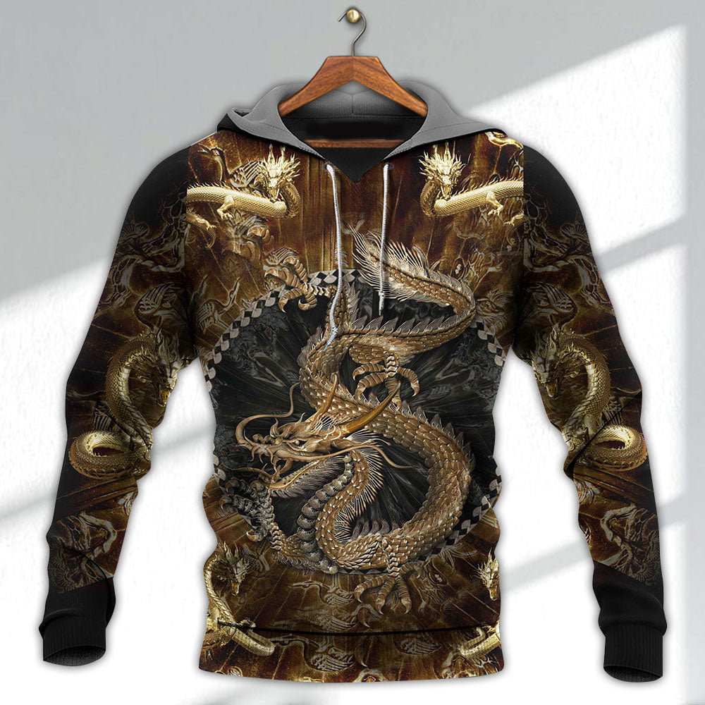 Dragon Love Life Gold Art – 3D Hoodie