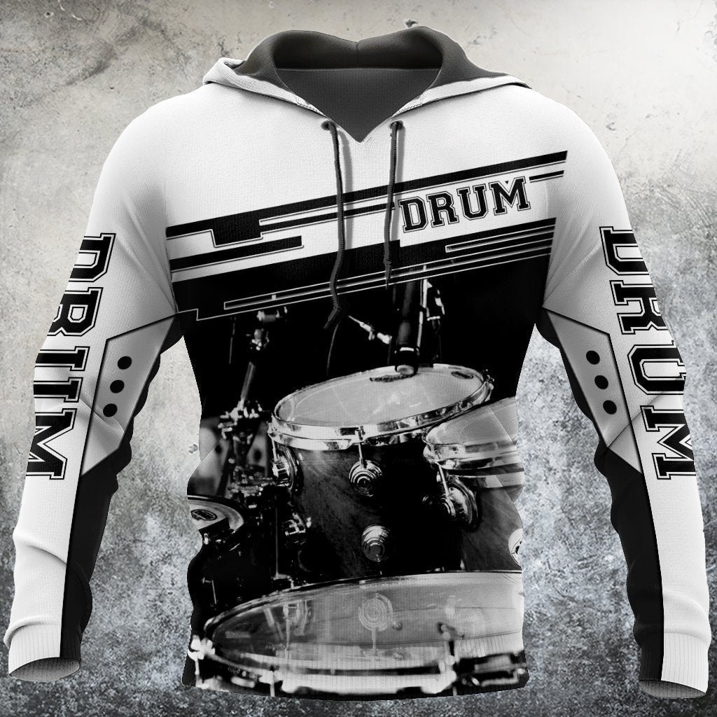 Drum Music Black And White Art – 3D Hoodie