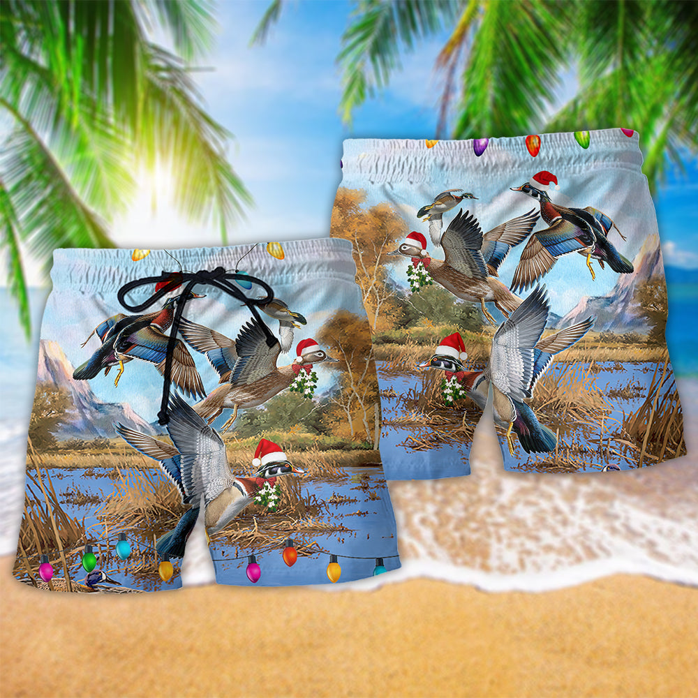 Duck Field Christmas Light Art – Beach Short