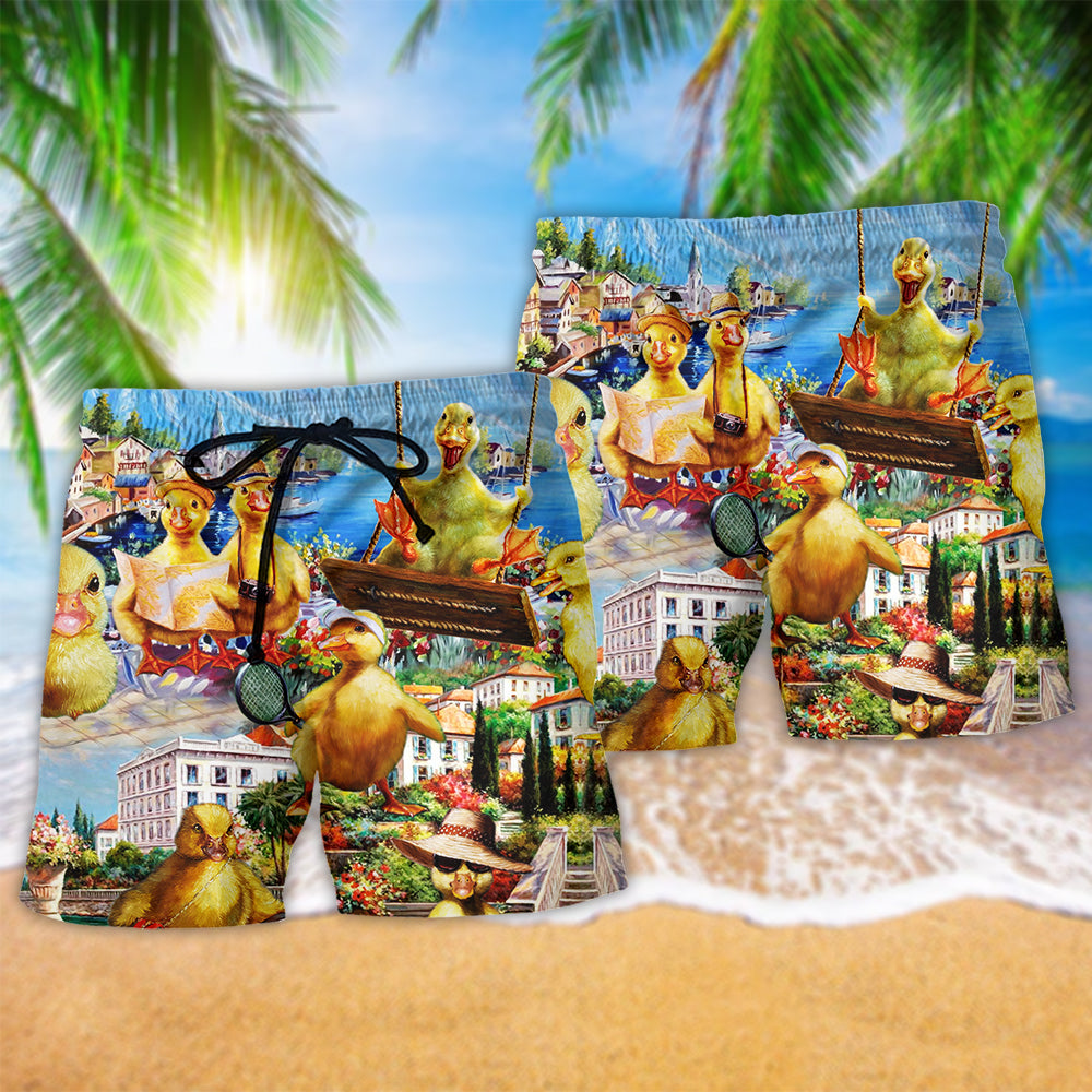 Duck Adventure Funny Wildlife Art – Beach Short