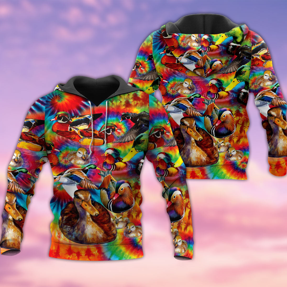 Duck Love Red And Green Art – 3D Hoodie