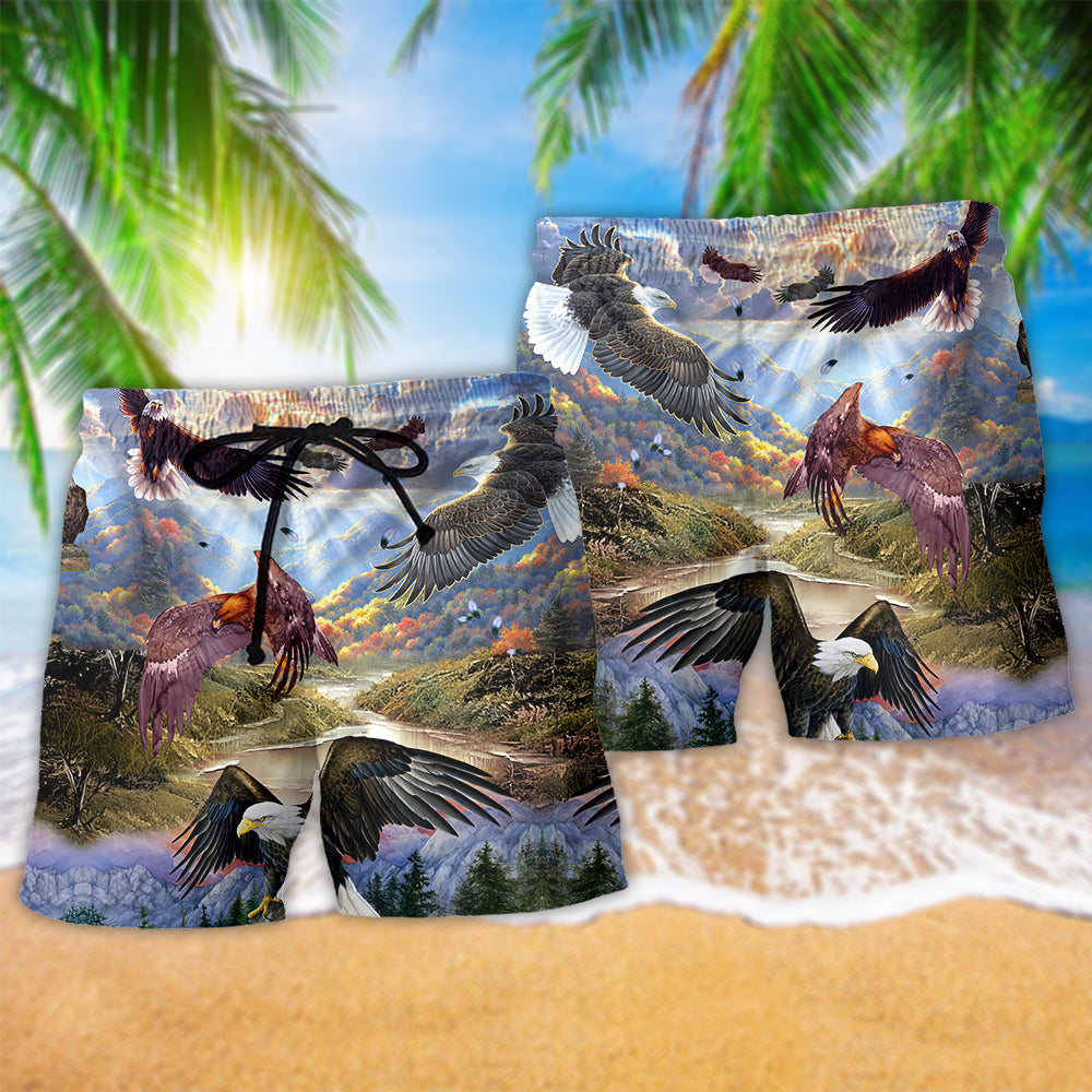 Eagle Spread Wings Freedom Sky Art – Beach Short
