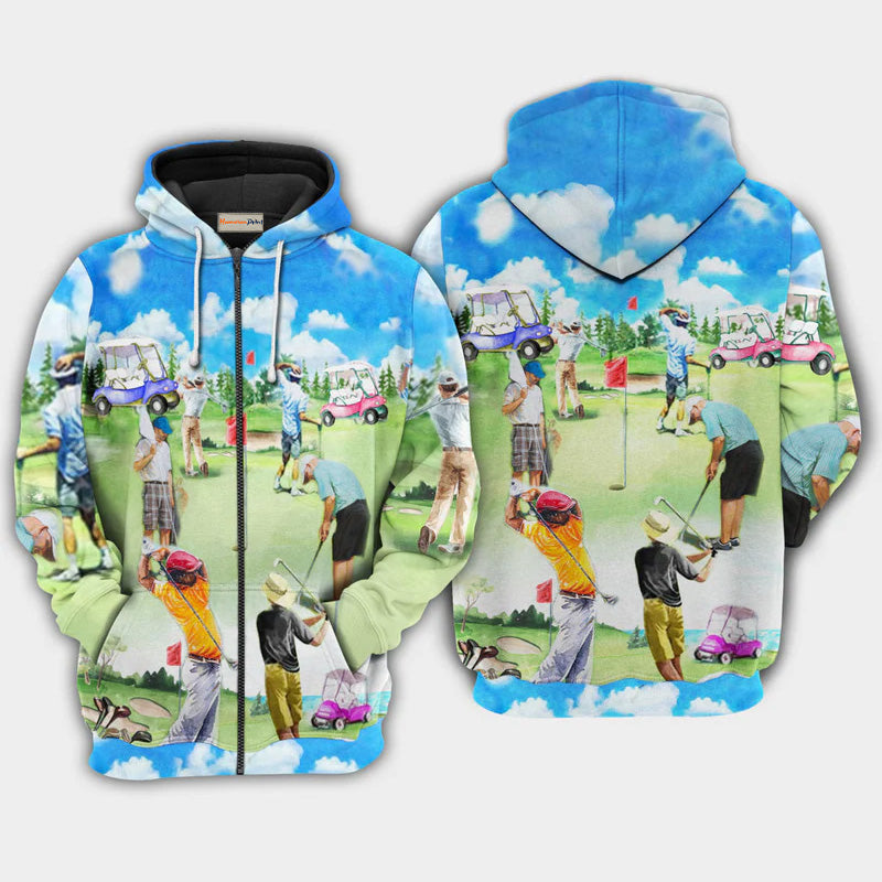 Eat Sleep Golf Repeat Quote Art – 3D Hoodie