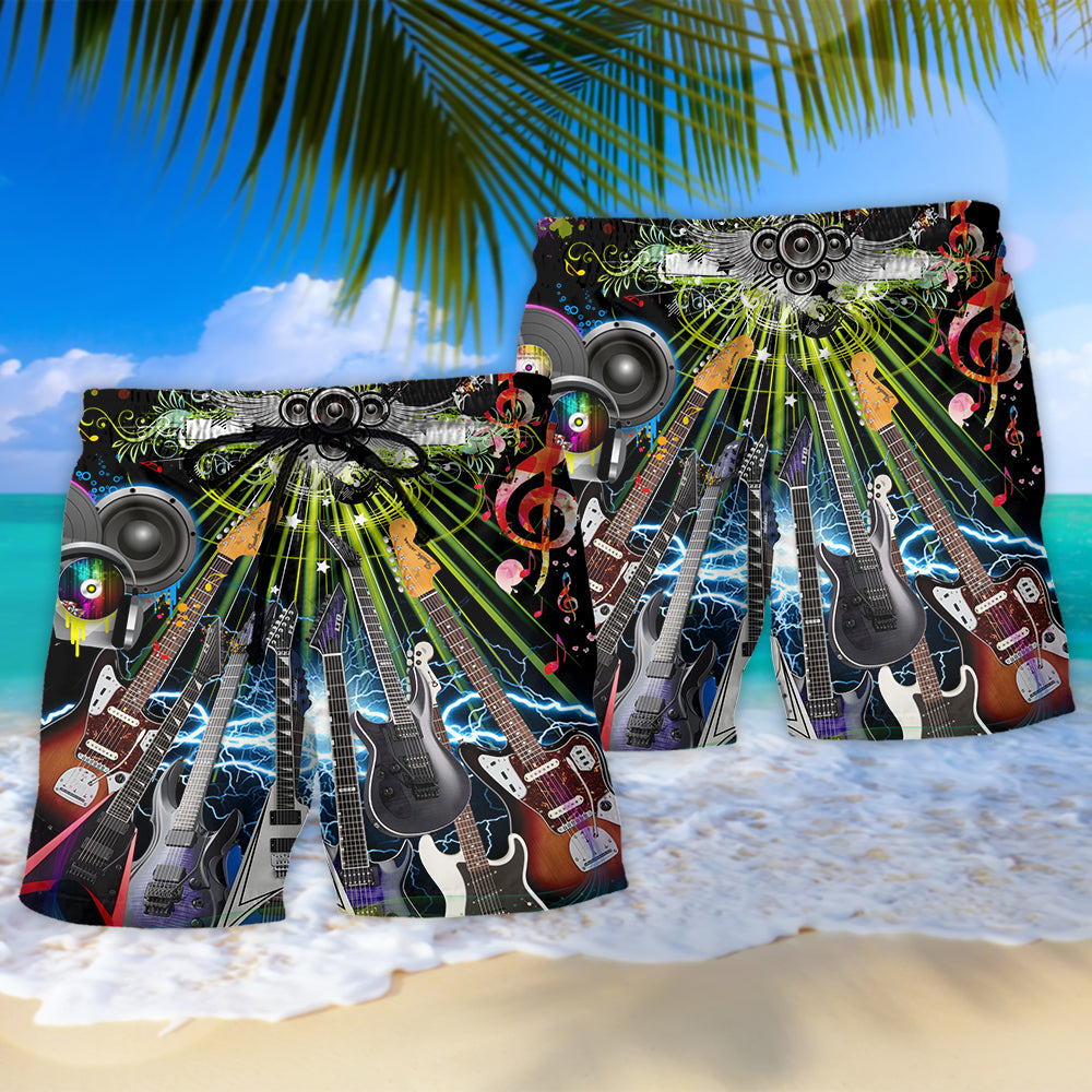 Electric Guitar Music Lifestyle Art – Beach Short