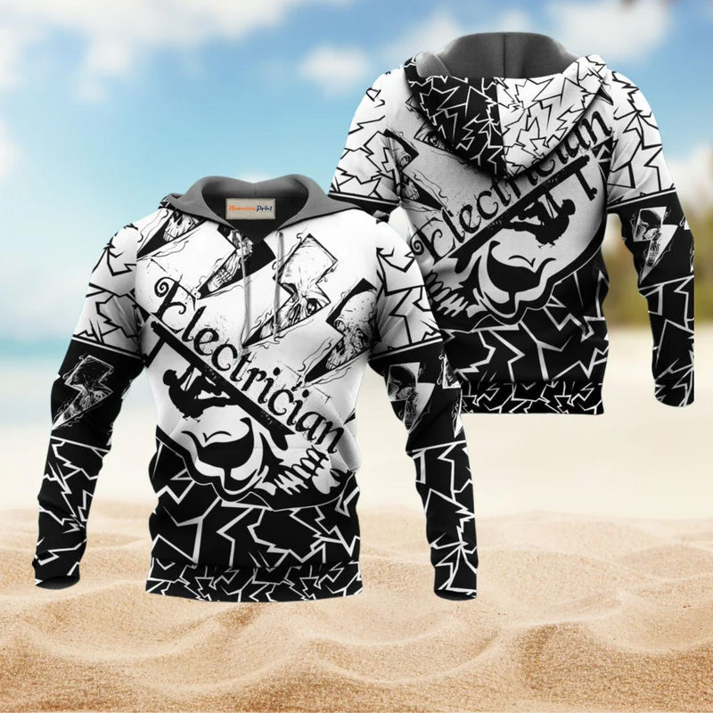 Electrician Black And White Art – 3D Hoodie