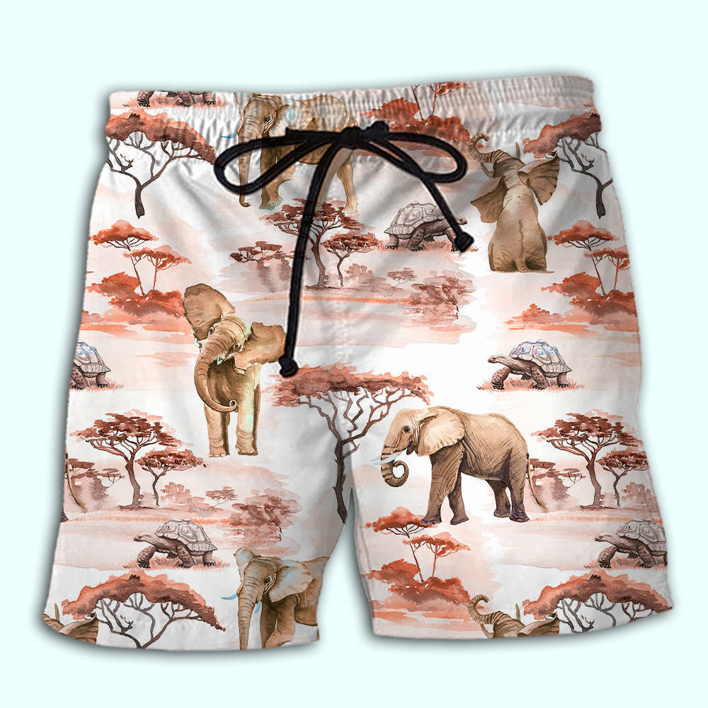 Cute African Elephant Art - Beach Short