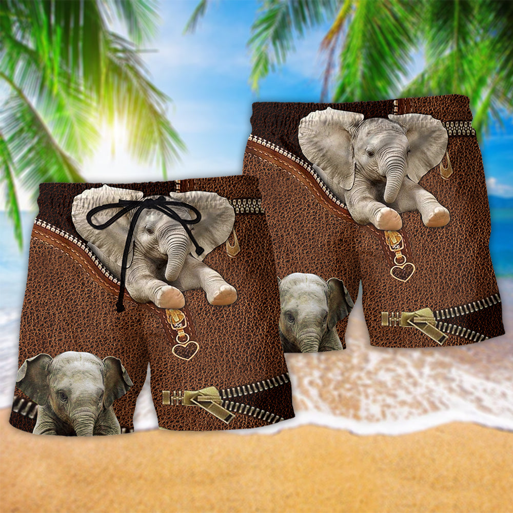 Elephant Leather Texture Bold Art Style – Beach Short