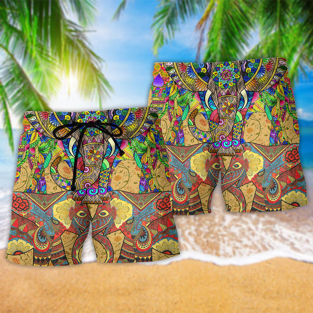 Colorful Elephant Artistic Style - Beach Short