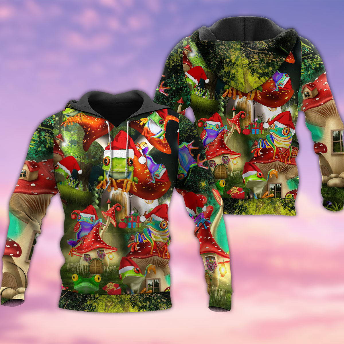 Frog Santa Tiny House - 3D Hoodie