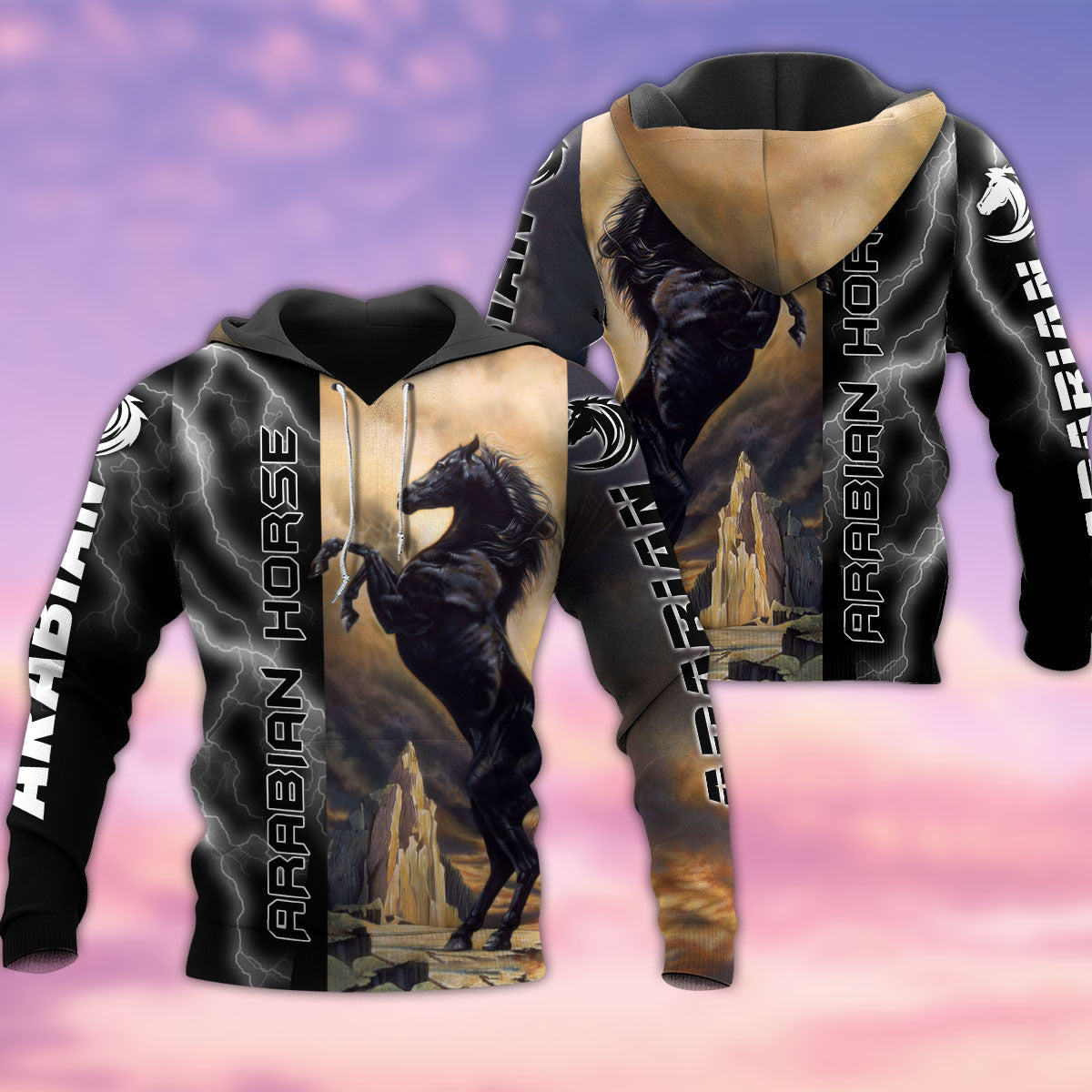 Arabian Horse Black Stallion Style - 3D Hoodie
