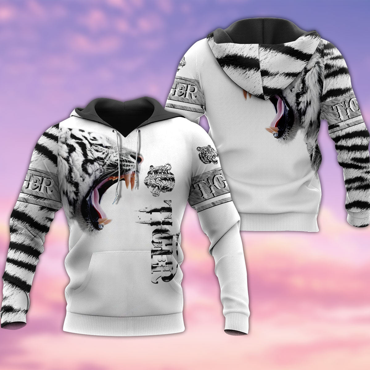White Tiger Skin Powerful Style - 3D Hoodie