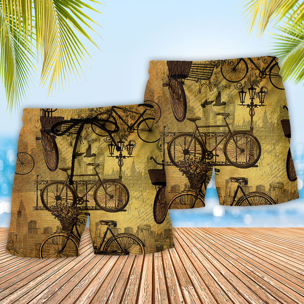 Bike Love Sunset Vintage Art – Beach Short