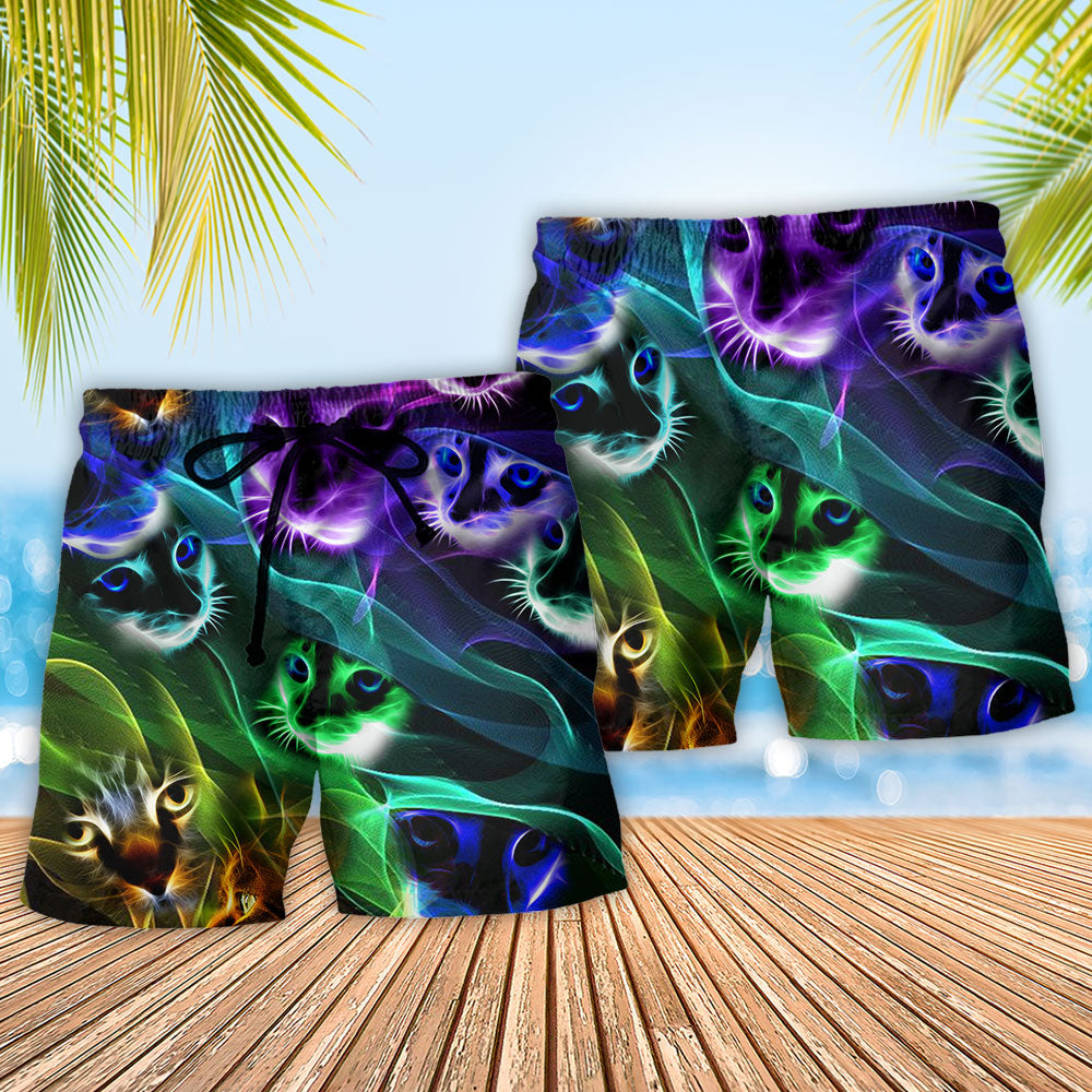 Neon Flash Cat Cool Art – Beach Short