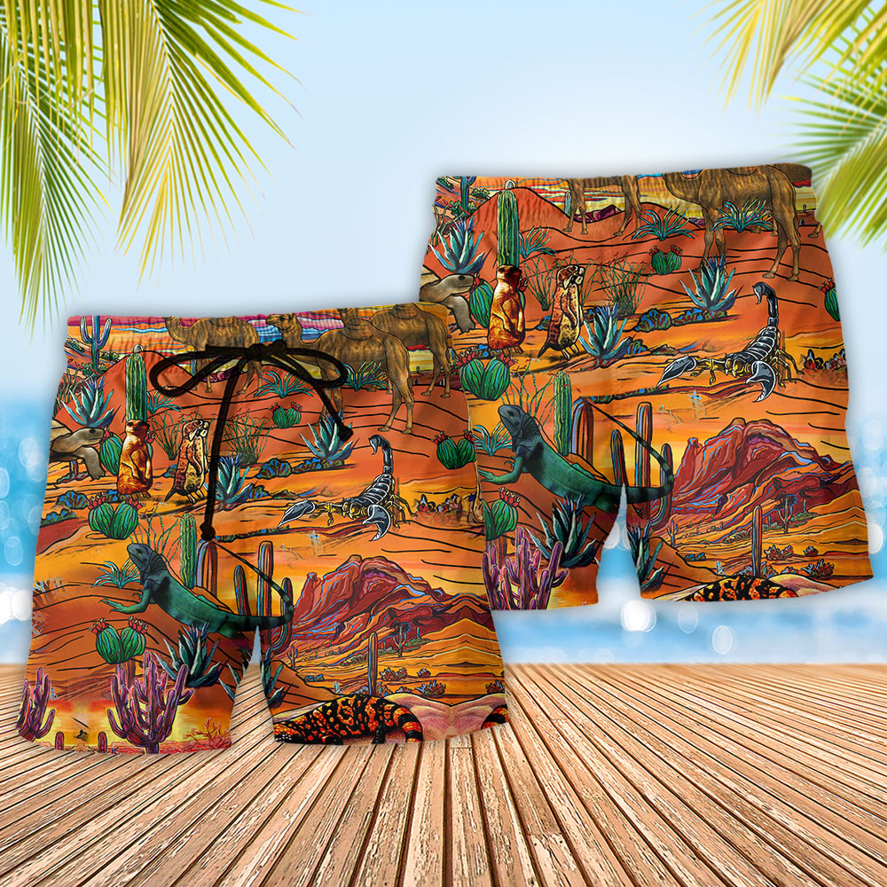 Desert Sunset Where Life Begins Art – Beach Short