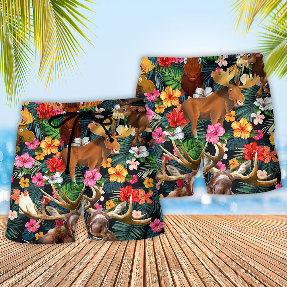 Happy Moose Aloha Style Art – Beach Short