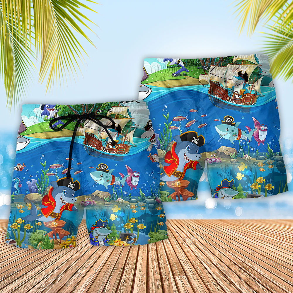 Pirate Shark Ocean Adventure Art – Beach Short