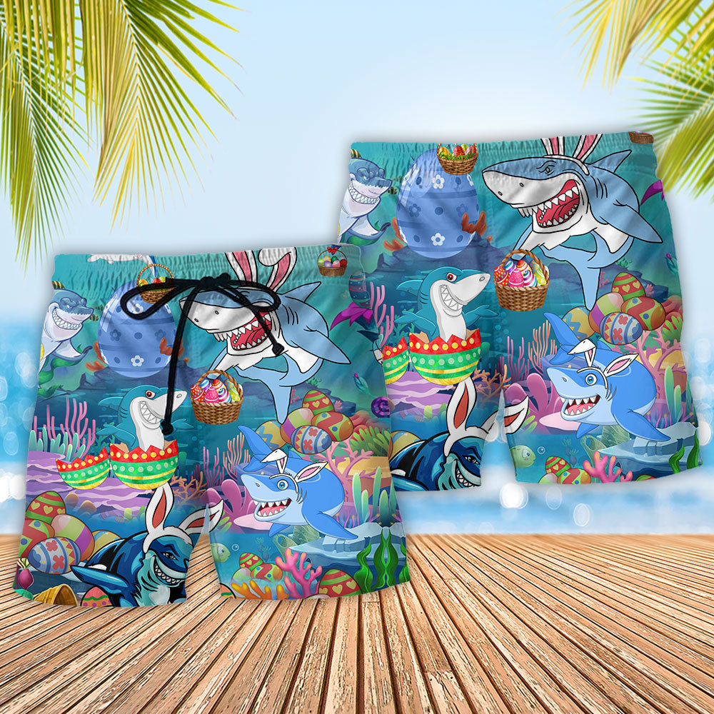 Shark Easter Celebration Fun Art – Beach Short