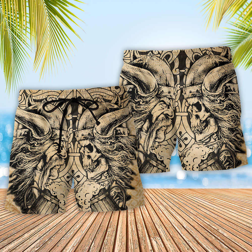 Viking Elder Skull Vintage Art – Beach Short