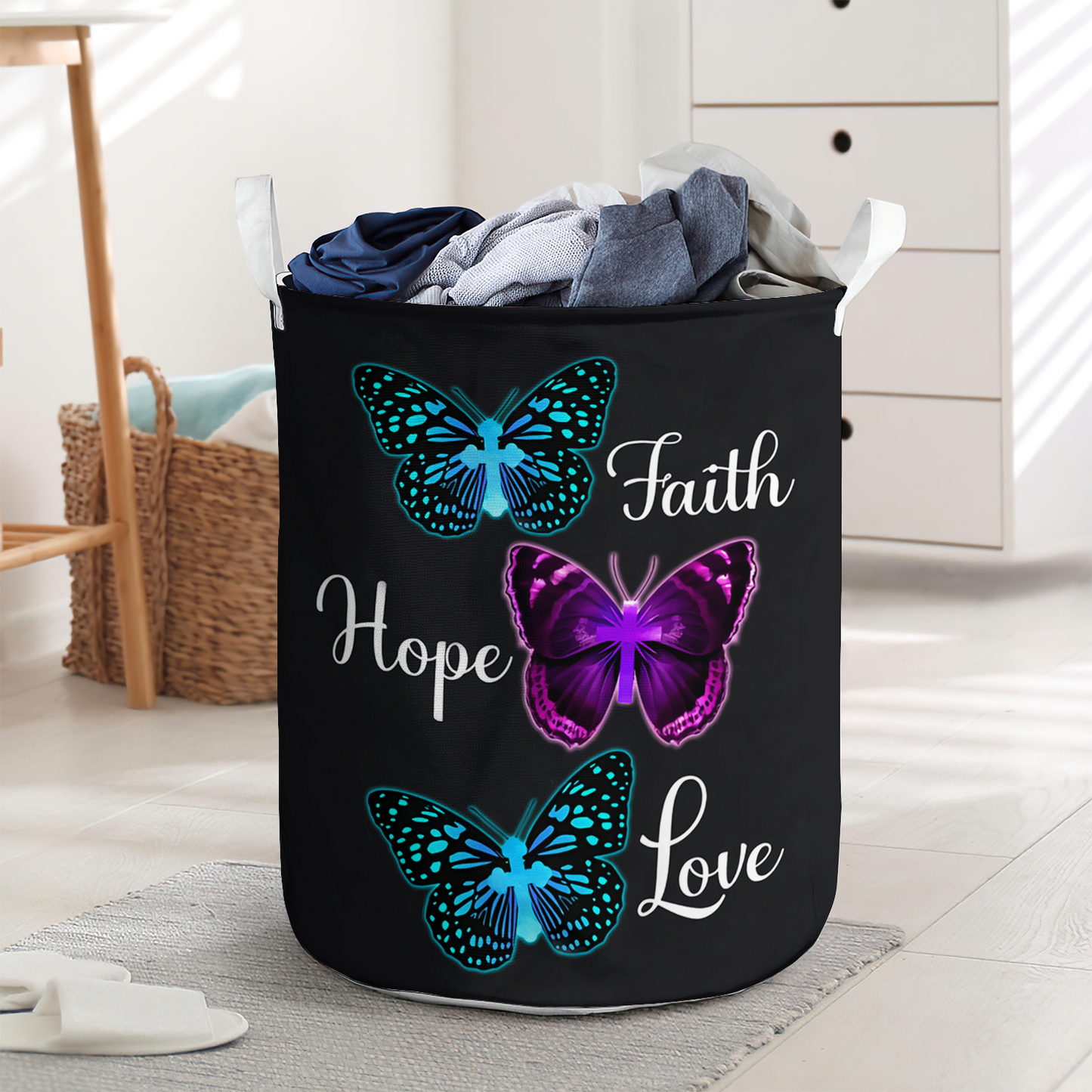 Faith hope love butterfly 2 - Laundry basket - LAUB01NGC010322-Owls Matrix