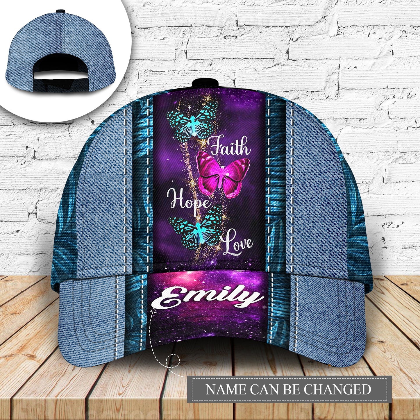 Faith Hope Love Butterfly Personalized – Classic Cap